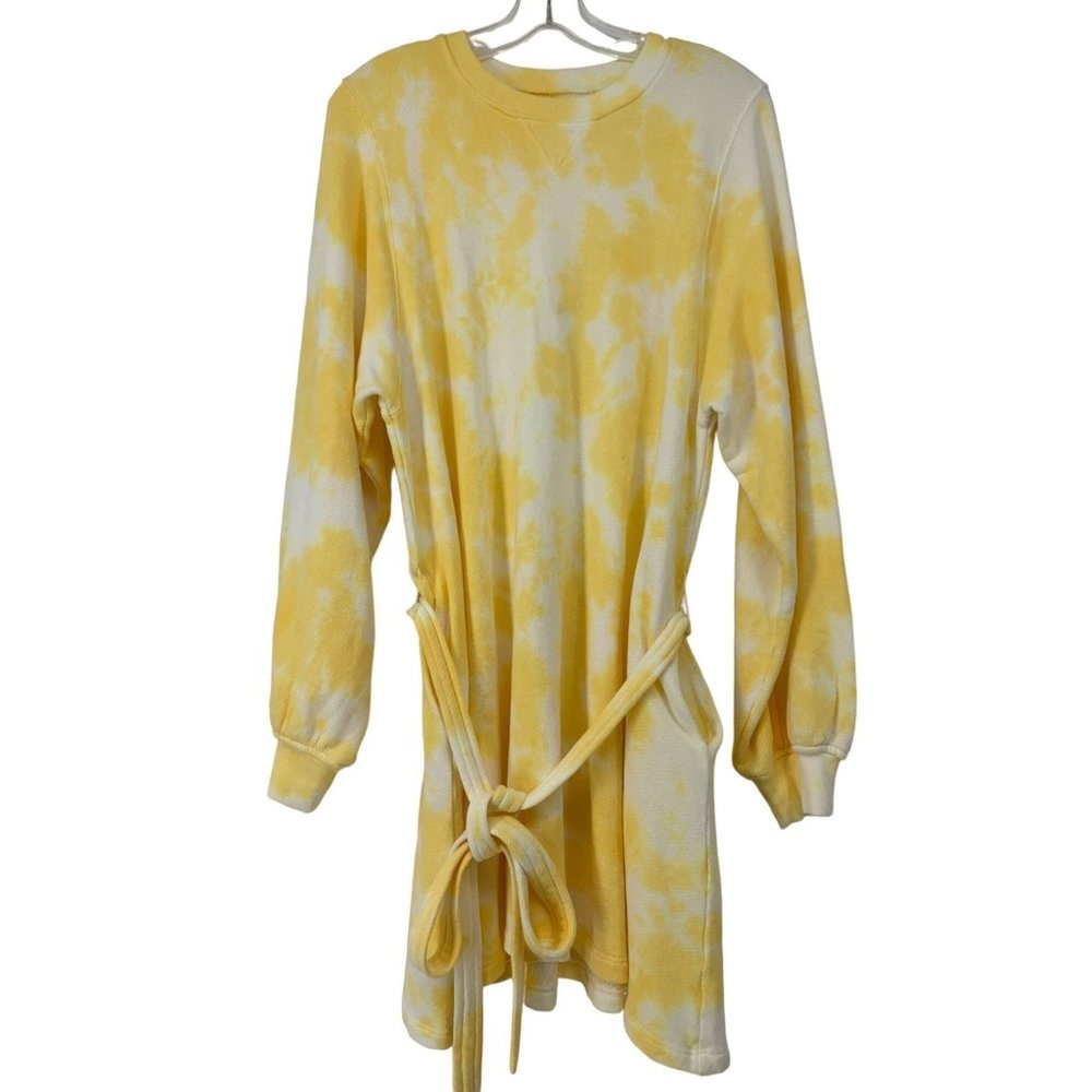 Sincerely Jules for Bandier Yellow Tie Dye Sweatshirt Dress Size M